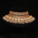 Royal Meenakari Gold-Toned Bridal Choker Necklace with Pearl Accents
