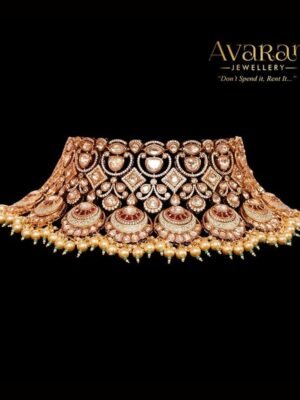 Luxurious Avaran Polki Choker With Meenakari & Precious Ruby Stones