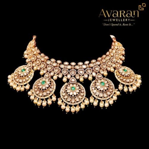 Kundan Moissanite Bridal set Chand bali style with Pearl Drops