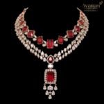 Radiant Regal Red: The Emerald-Cut Ruby & Diamond Double-Layered Necklace