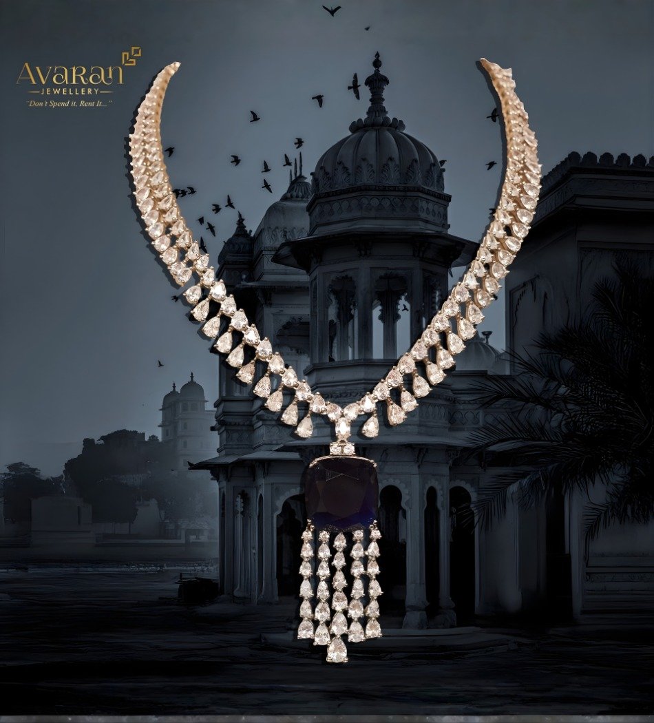 The Sapphire Blue Cushion-Cut Statement Necklace