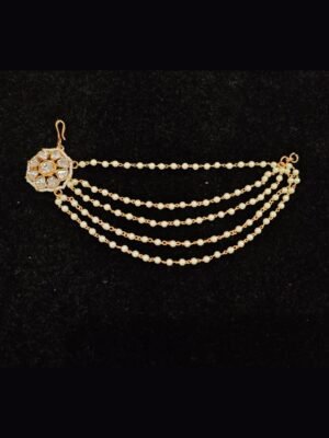 Kundan and Pearl Multi-Layered Sahare (Ear Chains) – Traditional Bridal