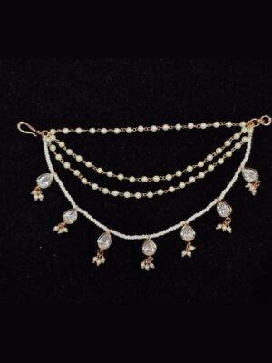 Pearl & Kundan Double-Layer Earchain