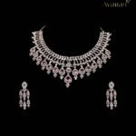 Rose Radiance: The Blush Pink Pear-Drop Diamond Choker Set