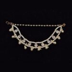Minimalist Triple-Layered Pearl Earchains (Champaswaralu) with Teardrop Kundan Accents