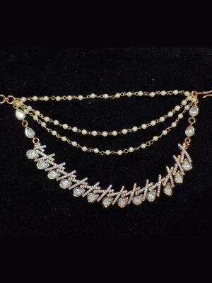 Elegant Layer Pearl & Diamond Teardrop Earchain