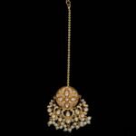 Traditional Rajasthani Gold‑Plated Borla Mang Tikka with Kundan & Pearl Accents