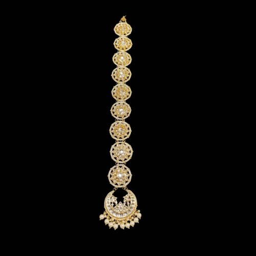 Kundan Floral Hair Chain with Pearl Drops